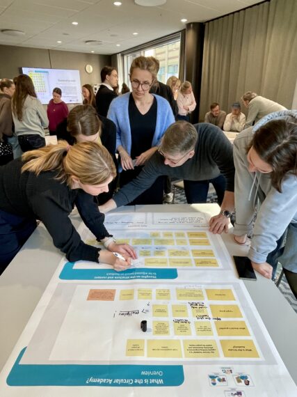 CARE partners discussing and adding ideas during the ownership walk at the General Project Meeting in Helsingborg