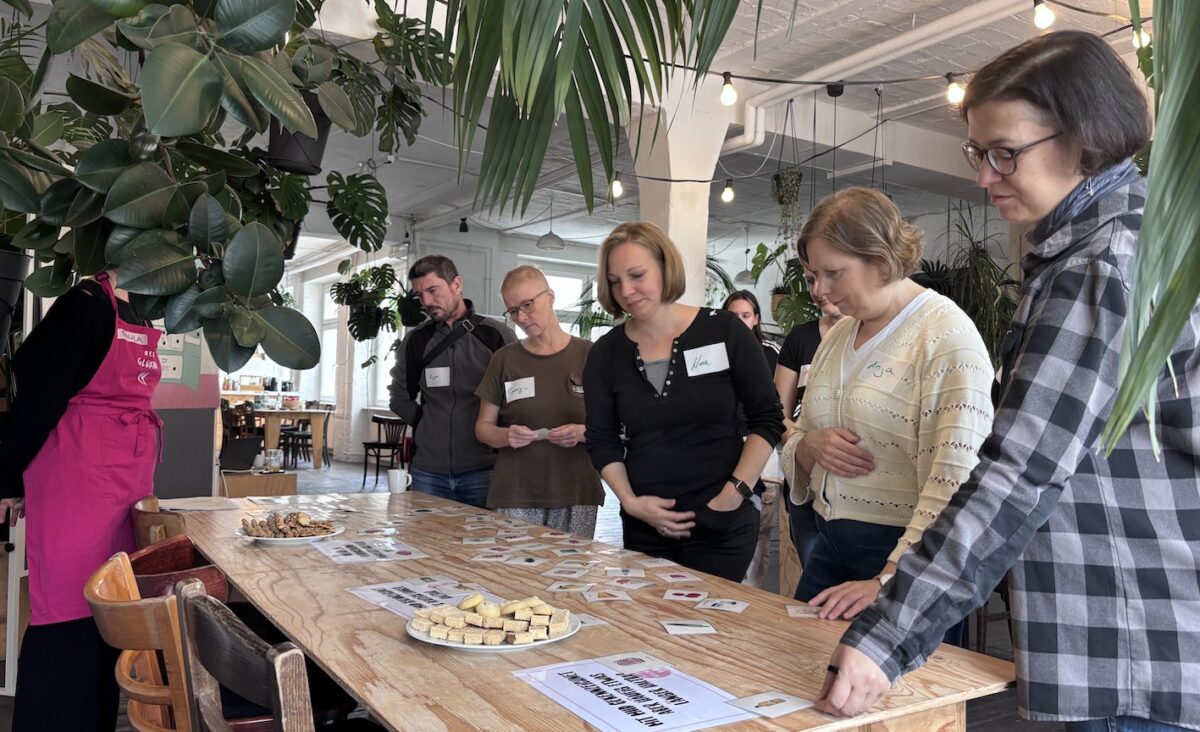 CARE participants taking part in a food storage learning activity during a workshop in Berlin